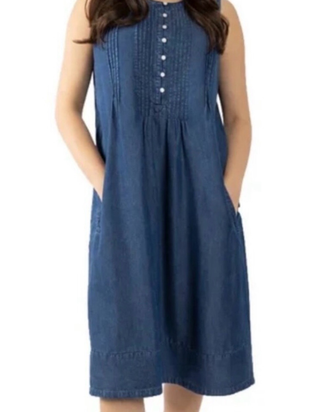 Coldwater Creek Sleeveless Denim Blue Midi Dress